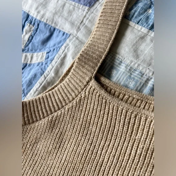 Zara Womens Tan Ribbed Knitted Summer Beach Cute Crop Tank Top Small - Picture 3 of 9